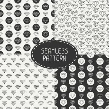 Vector set seamless retro patterns with vintage hipster diamond. For wallpaper Illustrazione stock