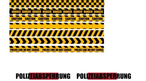 Vector set of seamless tapes. For restriction and dangerous zones Stock Illustration