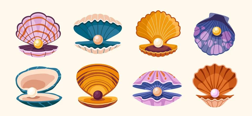 Vector Set of seashells Stock Illustration