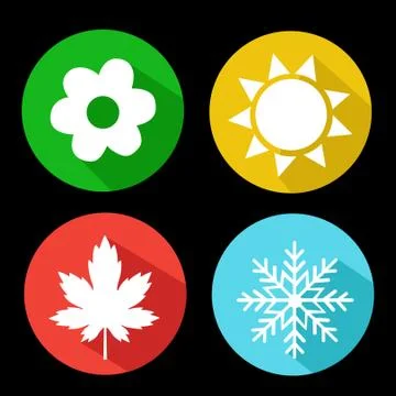 Vector Set of Seasons Icons. Winter, Spring, Summer, Autumn. Stock Illustration
