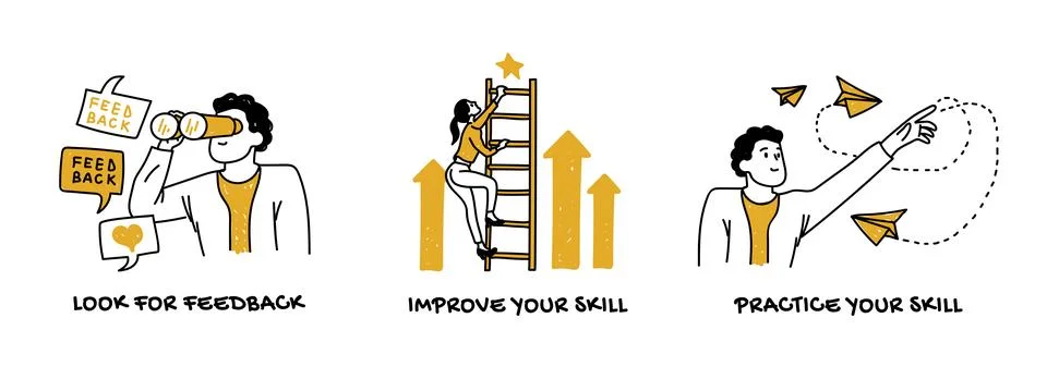 Vector set self development, self assessment, personal growth Stock Illustration