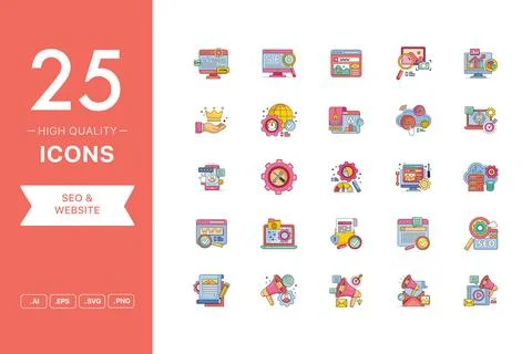 Vector set of SEO and Website icons Stock Illustration