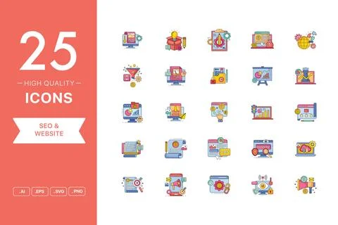 Vector set of SEO and Website icons 스톡 일러스트