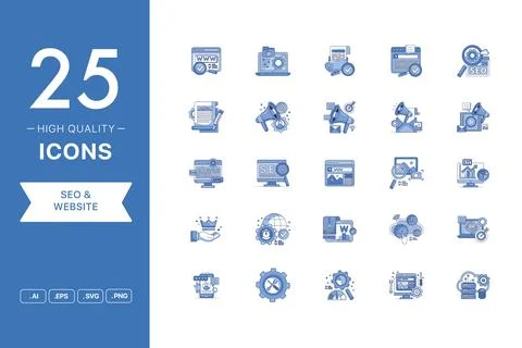 Vector set of SEO and Website icons 스톡 일러스트