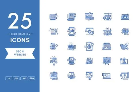 Vector set of SEO and Website icons Stock Illustration