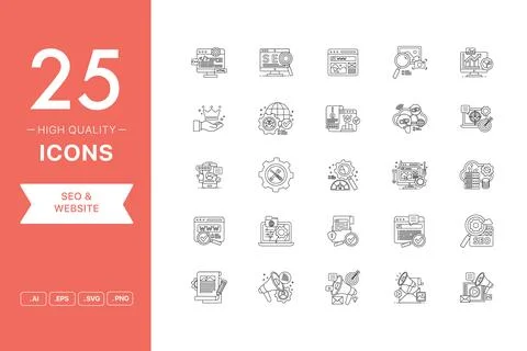 Vector set of SEO and Website icons 스톡 일러스트