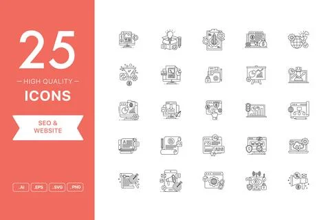 Vector set of SEO and Website icons 스톡 일러스트