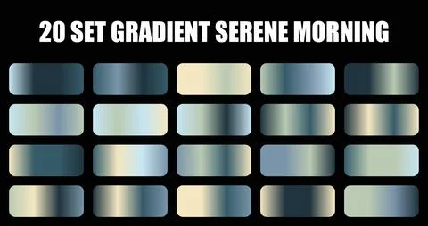 Vector set of serene morning gradients featuring soft blue and pale yellow Stock Illustration
