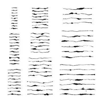 Vector Set of Seventy One Ink Puddled Brushes Stock Illustration