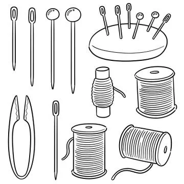 Vector set of sewing accessories Stock Illustration