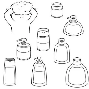Vector set of shampoo and liquid soap bottle Illustrazione stock