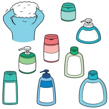 Vector set of shampoo and liquid soap bottle Stock Illustration