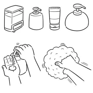 Vector set of shampoo and liquid soap bottle Stock Illustration
