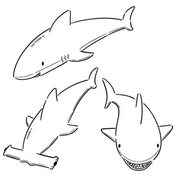 Vector set of sharks Stock Illustration