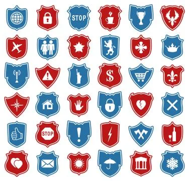 Vector set of shield icons Stock Illustration