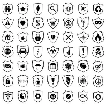 Vector set of shield signs Stock Illustration