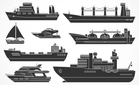 Vector set of ships. Stock Illustration