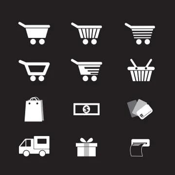 Vector set shopping cart icon Stock Illustration