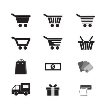 Vector set shopping cart icon Stock Illustration