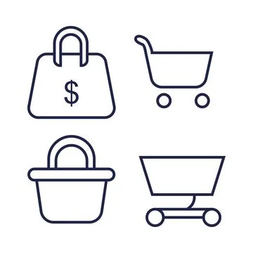 Vector set of shopping concept icons Stock Illustration