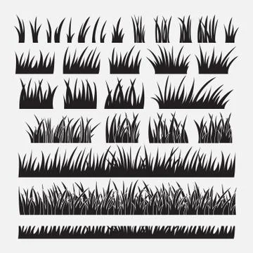 Vector Set of Silhouette of Grass. Illustrazione stock