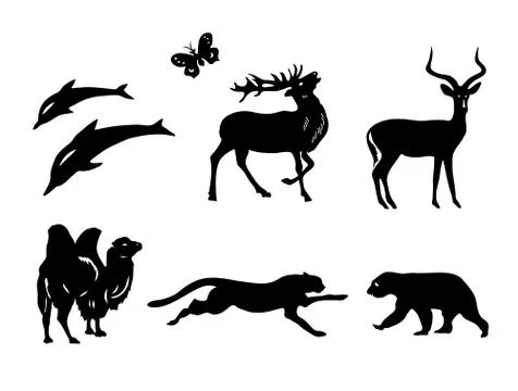 Vector set - silhouettes of animals Stock Illustration