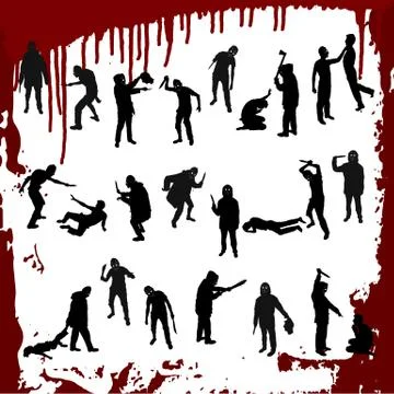 Vector set silhouettes of a maniac Stock Illustration