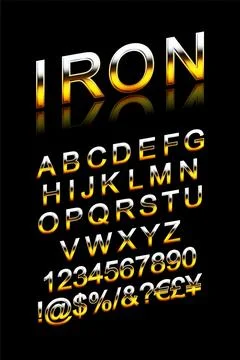 Vector set of silver metallic fonts イラスト素材