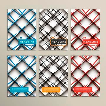 Vector set of simple beautiful line patterns Stock Illustration