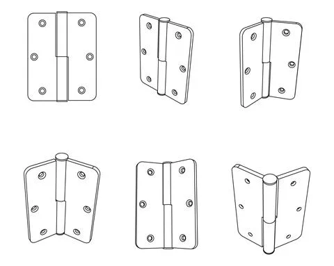 Vector set of simple door hinge Stock Illustration