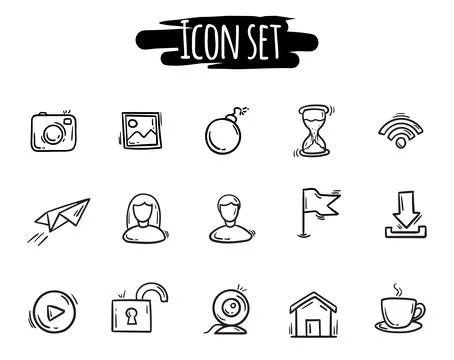 Vector set of simple hand drawn social icons イラスト素材