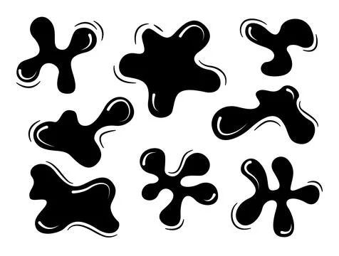 Vector set of simple ink blots of different shapes Stock Illustration