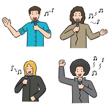 Vector set of singer Stock Illustration