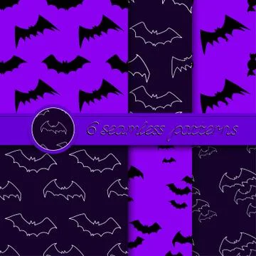 Vector set of six Halloween seamless patterns Stockillustratie