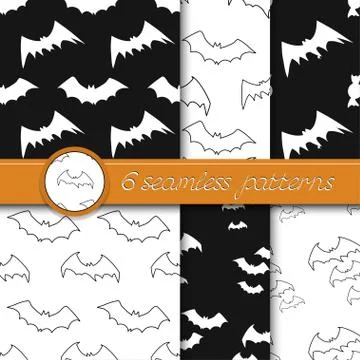 Vector set of six Halloween seamless patterns Stockillustratie