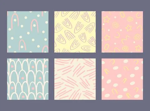 Vector set of six patterns and backgrounds 스톡 일러스트