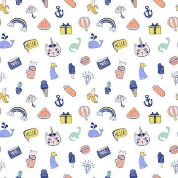 Vector Set Of Sketch Icons. Hand draw objects. Sticker version Stock Illustration