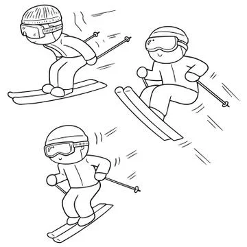Vector set of skiing Stock Illustration
