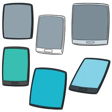 Vector set of smartphone and tablet cartoon Stock Illustration