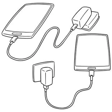 Vector set of smartphone charging Stock Illustration