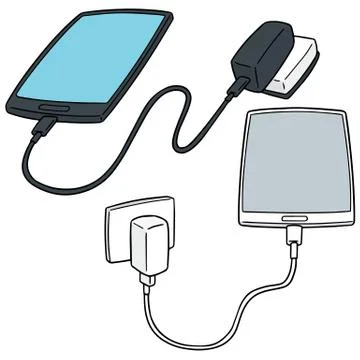 Vector set of smartphone charging Stock Illustration