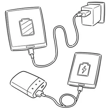 Vector set of smartphone charging Stock Illustration