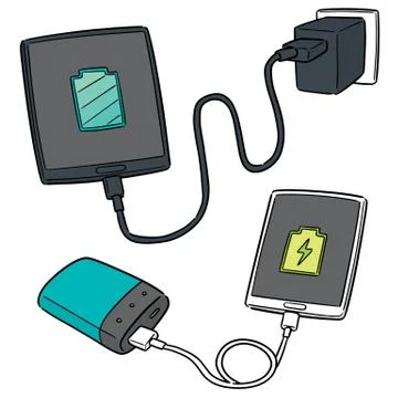 Vector set of smartphone charging Stock Illustration