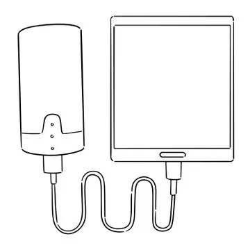 Vector set of smartphone charging via power bank Stock Illustration