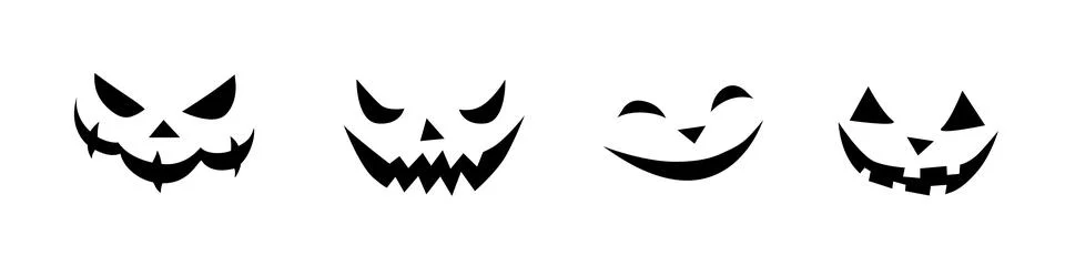 Vector set of smiling faces ghosts in doodle style. Halloween's element for p Illustrazione stock