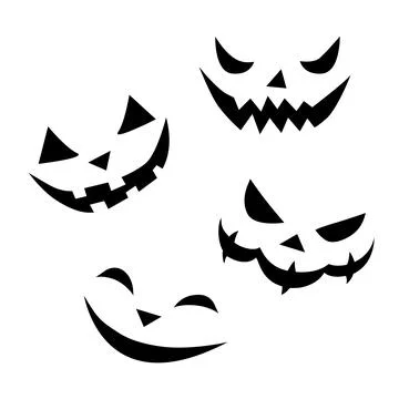 Vector set of smiling faces ghosts in flat style. Halloween's element for par Illustrazione stock