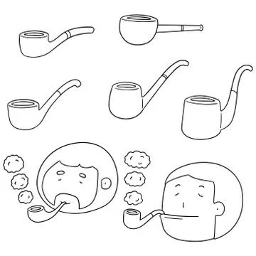 Vector set of smoking pipe Stock Illustration
