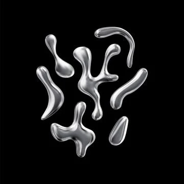 Vector set of smooth shapes with futuristic design and chrome elements on a Illustrazione stock