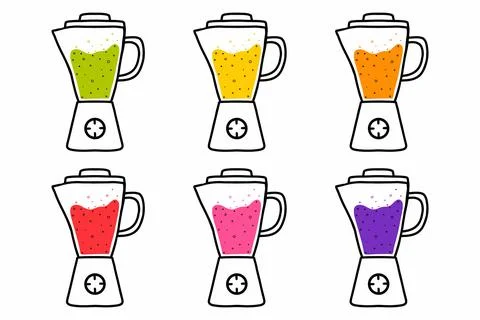 Vector set of smoothie blenders. Doodle style. Stock Illustration