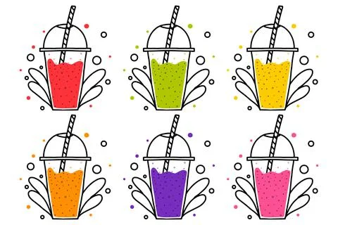 Vector set of smoothie glasses. Stock Illustration